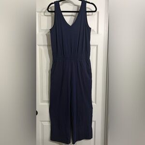 Pact Organic Cotton Wide-Leg Jumpsuit Romper in Navy Blue Size M